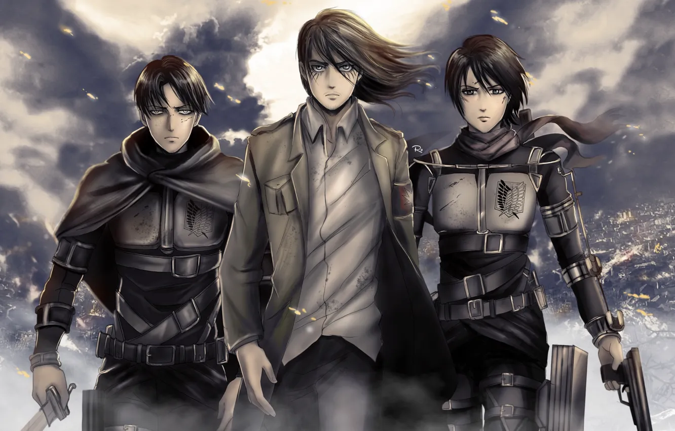 Photo wallpaper art, characters, Attack Of The Titans, Shingeki No Kyojin, by redwarrior3