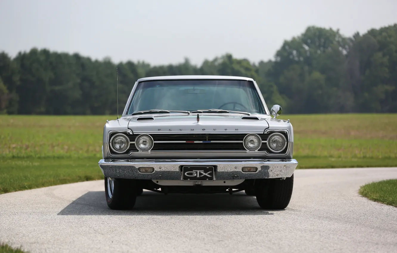 Photo wallpaper retro, front view, classic, Plymouth Belvedere GTX, American car