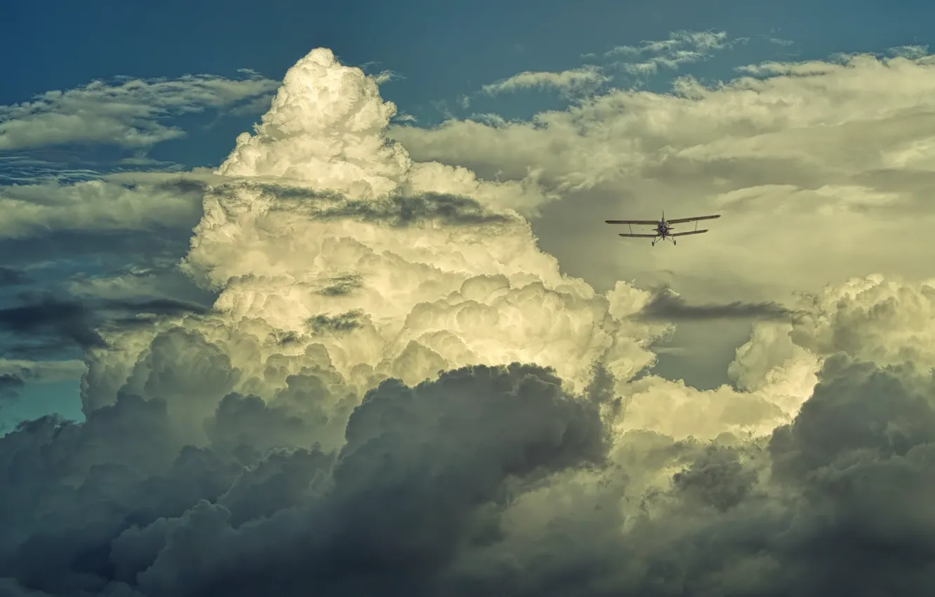 Photo wallpaper The sky, Clouds, The plane, Flight, Clouds, Sky, Aviation, Airplane, Flying, Aviation, Aircraft, by Johannes …