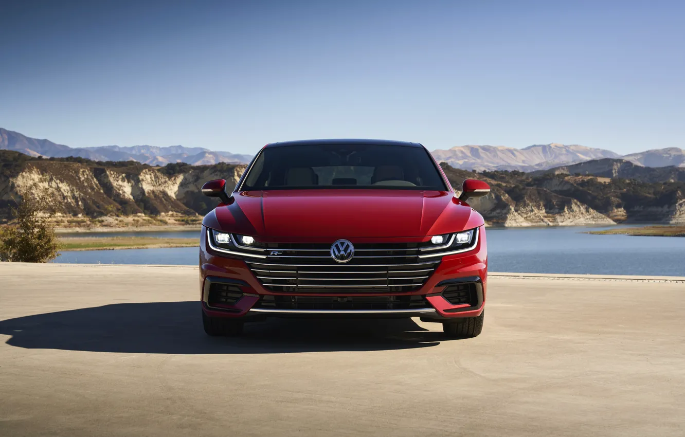 Photo wallpaper red, Volkswagen, front view, liftback, Arteon, 2019, SEL Premium R-Line