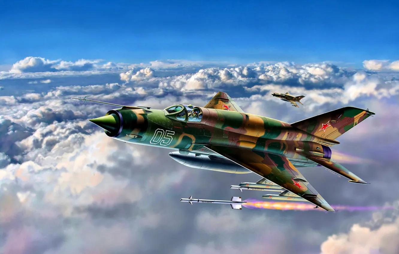 Photo wallpaper MiG, THE SOVIET AIR FORCE, modification, MiG-21СМТ, with a more powerful engine, fuel, and increased