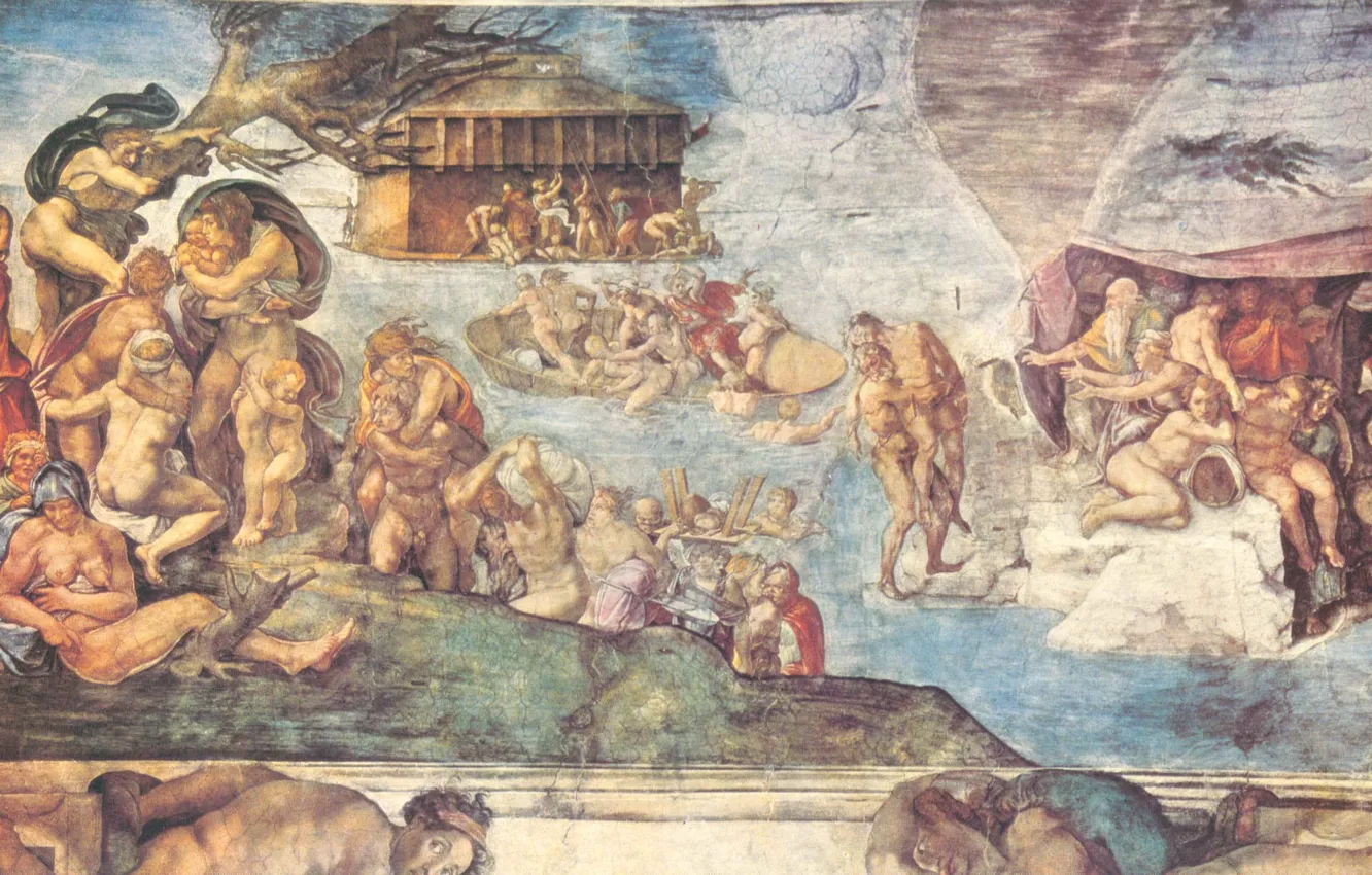 Wallpaper Michelangelo Buonarroti, Defending, Images of Noah's Flood and  Other Biblical Ones images for desktop, section живопись - download
