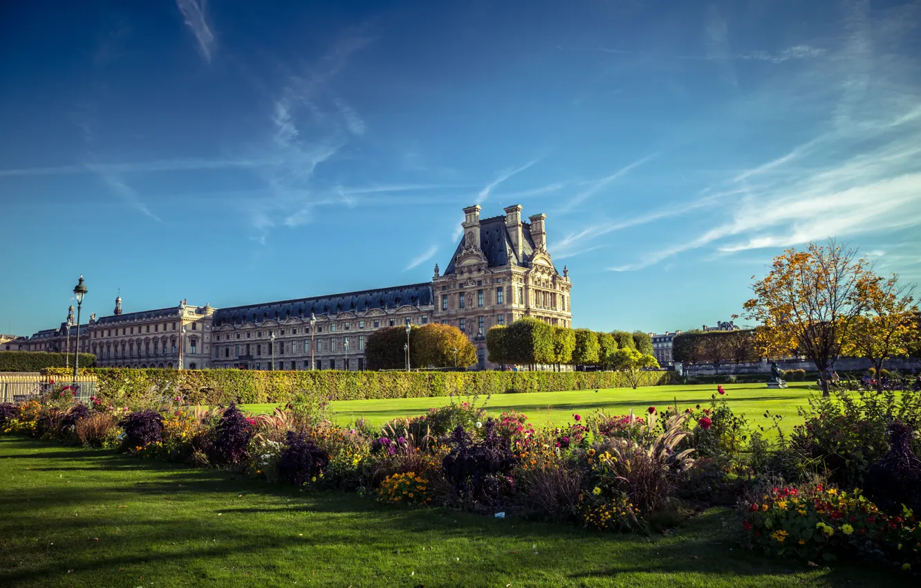 Photo wallpaper flowers, Park, France, Paris, Paris, the bushes, Palace, France, The Tuileries Garden, Tuileries Palace, The …