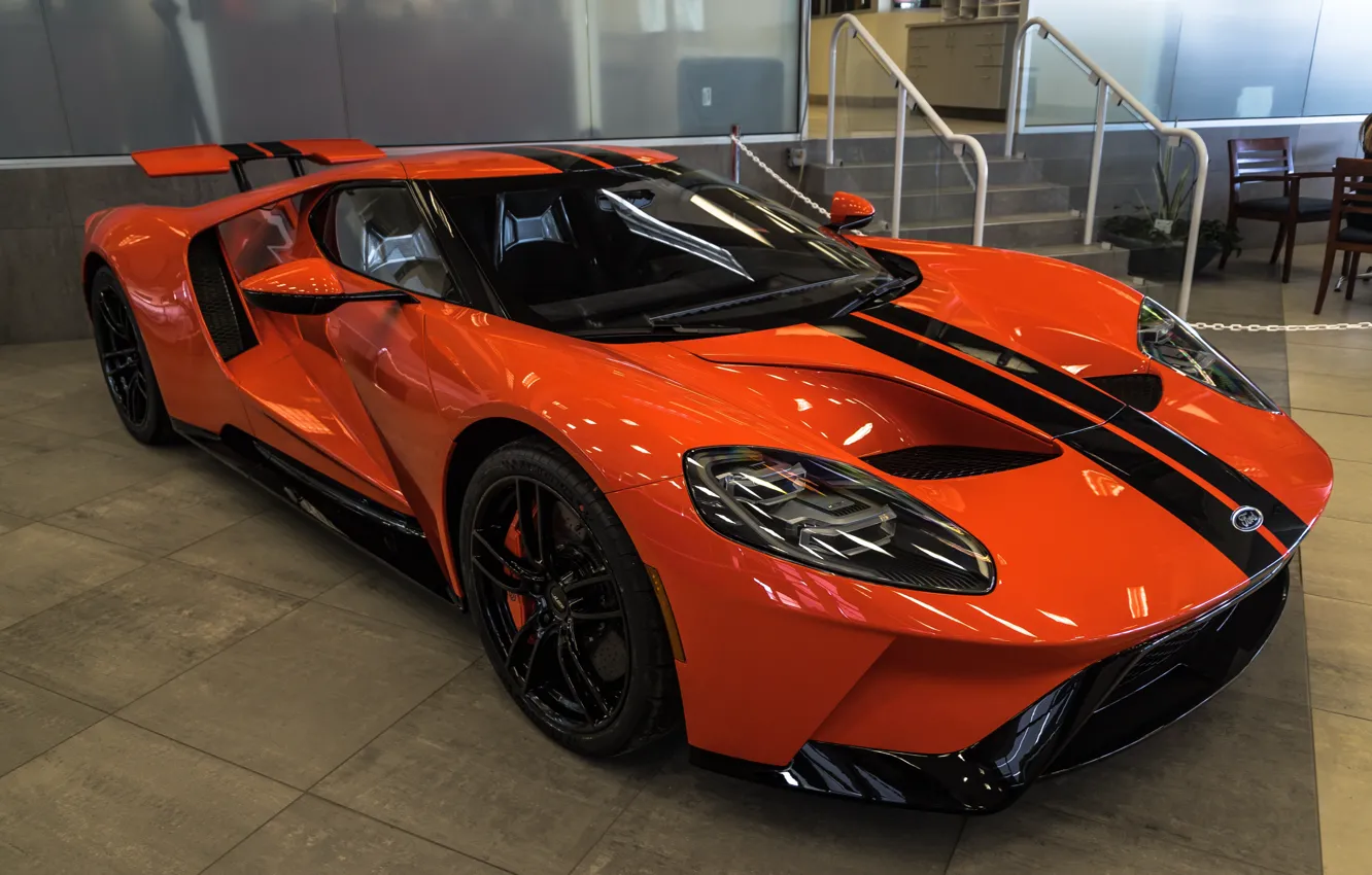Photo wallpaper orange, Ford GT, sports car, 2020 Ford GT