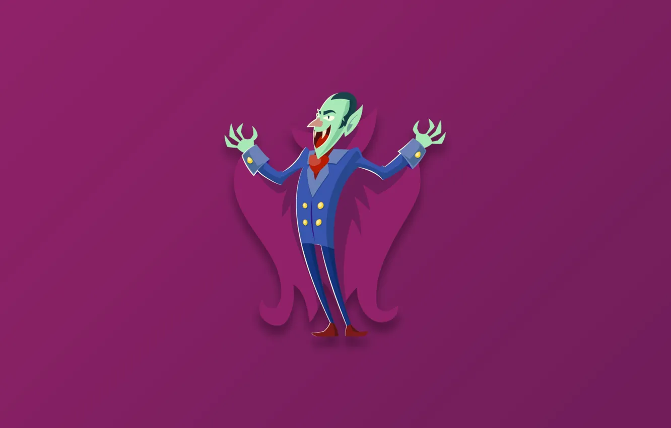 Wallpaper minimalism, vampire, funny, digital art, artwork, Dracula, simple  background, teeth, cape, purple background, pointed ears images for  desktop, section минимализм - download