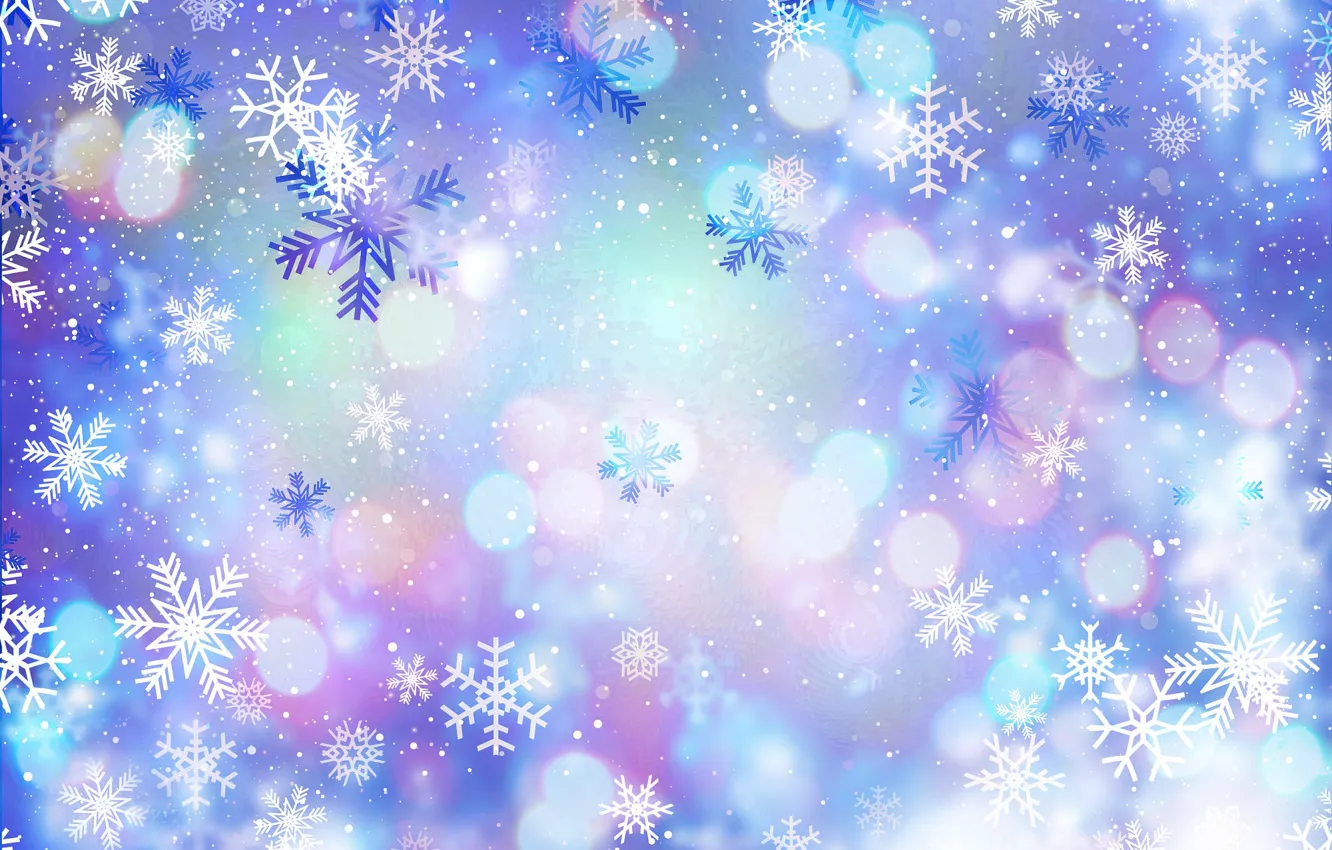 Wallpaper light, snow, snowflakes, glare, background, blur, texture,  Christmas, New year, snowfall, blue background, bokeh, lilac background,  розовые пятна images for desktop, section текстуры - download