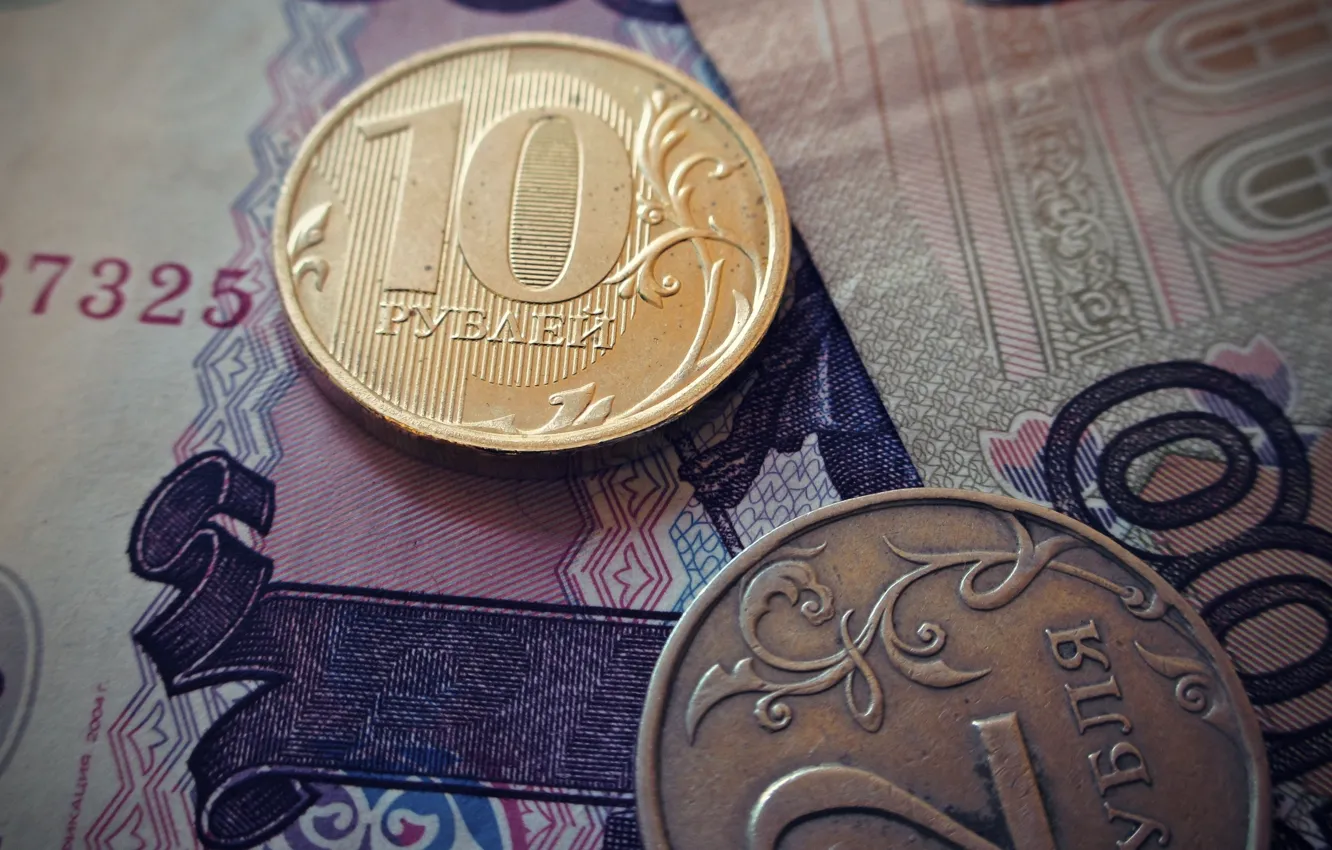 Photo wallpaper money, coins, rubles