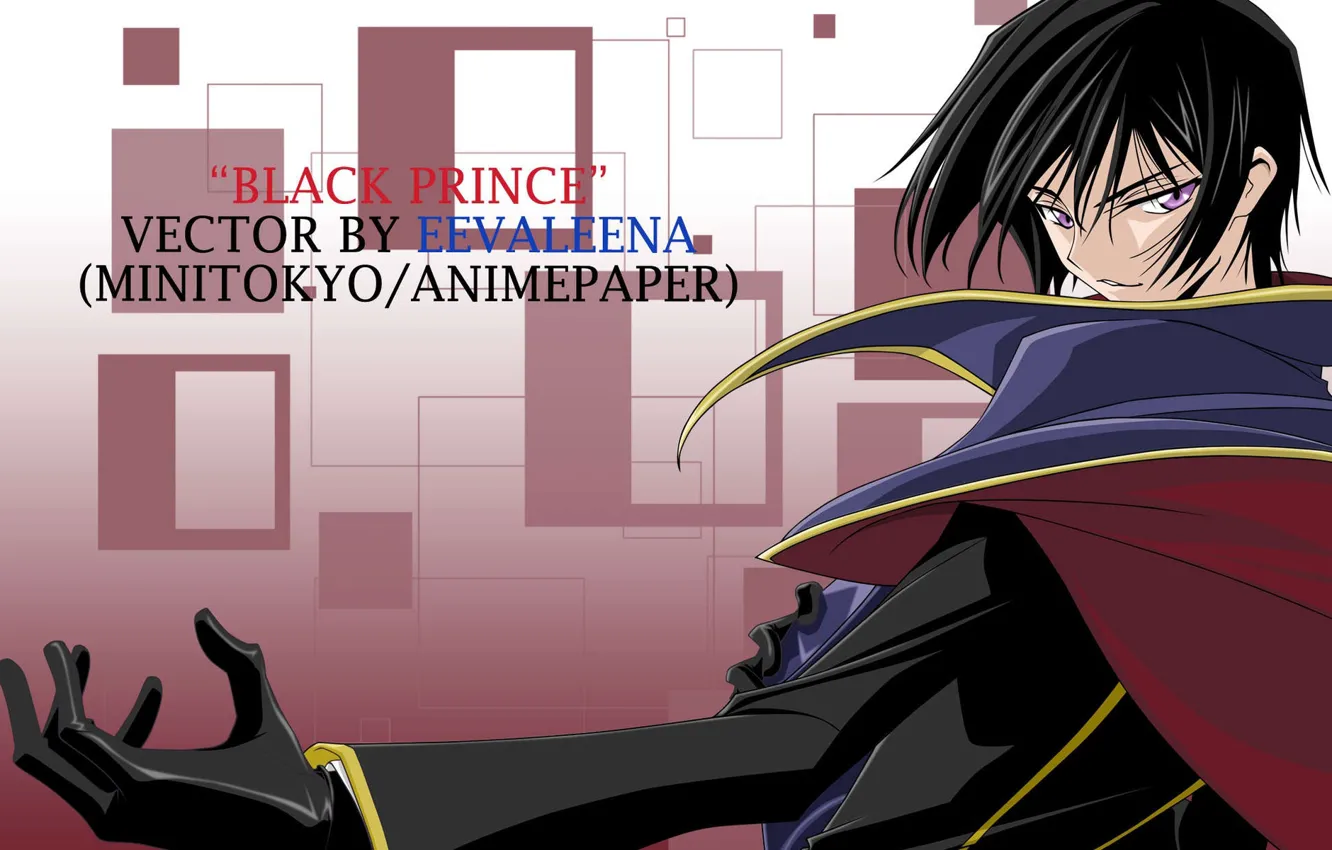 Photo wallpaper look, background, hand, anime, squares, art, guy, cloak, Code Geass, Lilus