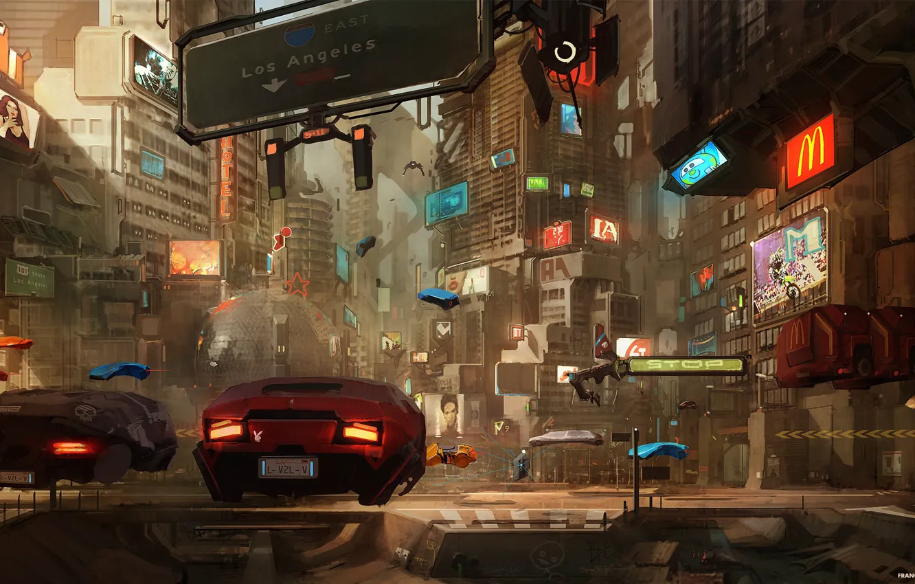 Photo wallpaper Auto, The city, The game, Future, Machine, Art, Art, Fiction, Concept art, Cyberpunk 2077, Cyberpunk, …