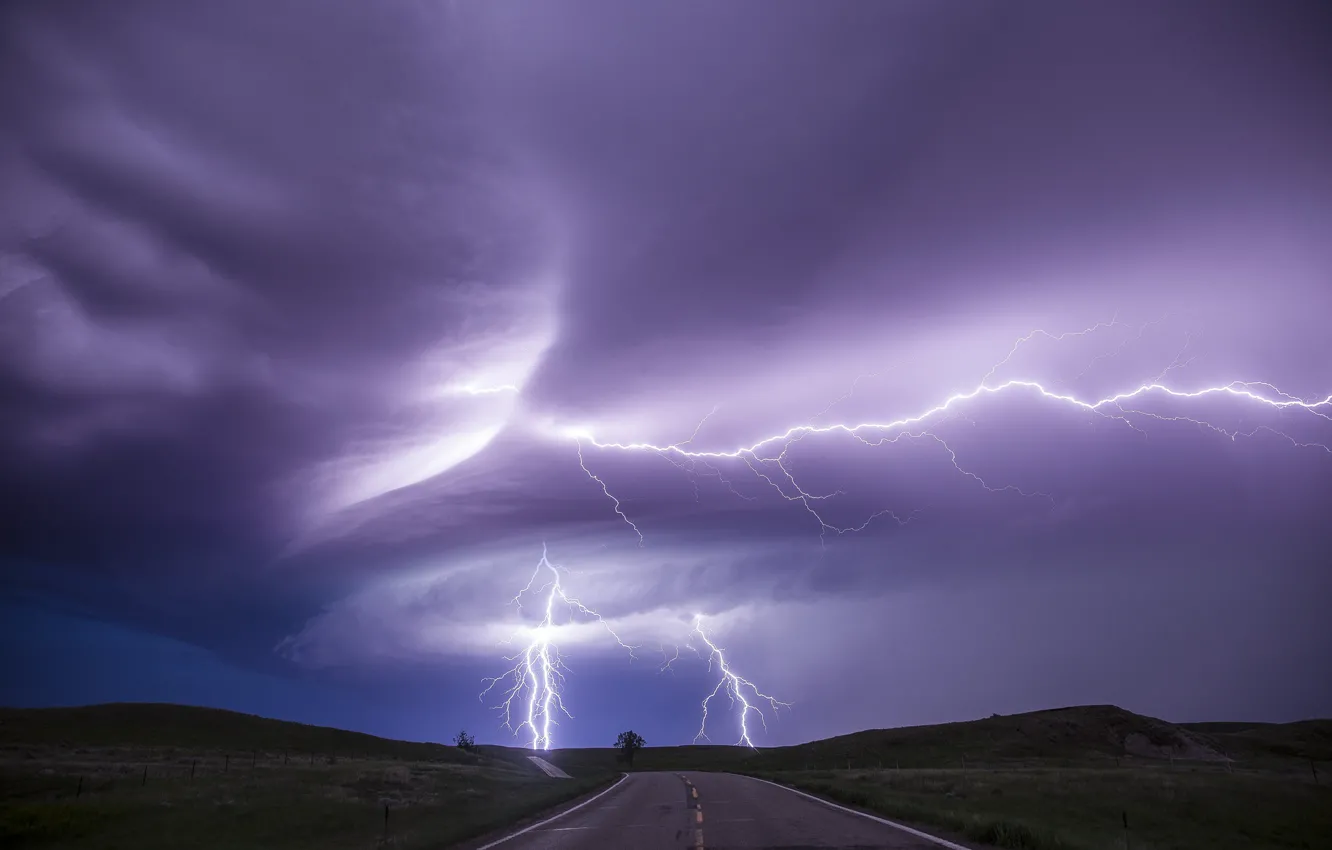Wallpaper night, clouds, lightning images for desktop, section природа -  download