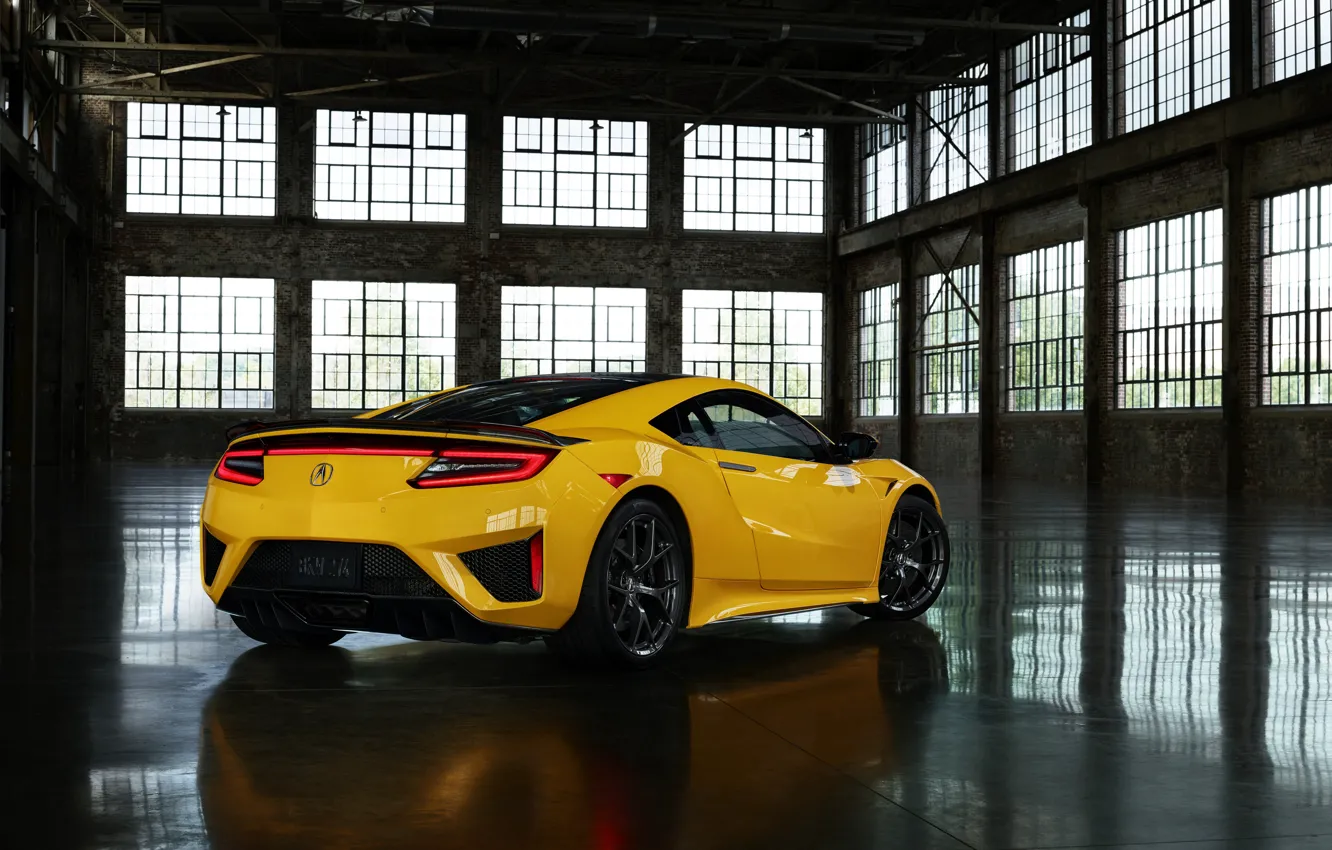 Photo wallpaper yellow, Windows, coupe, Honda, Acura, NSX, 2020