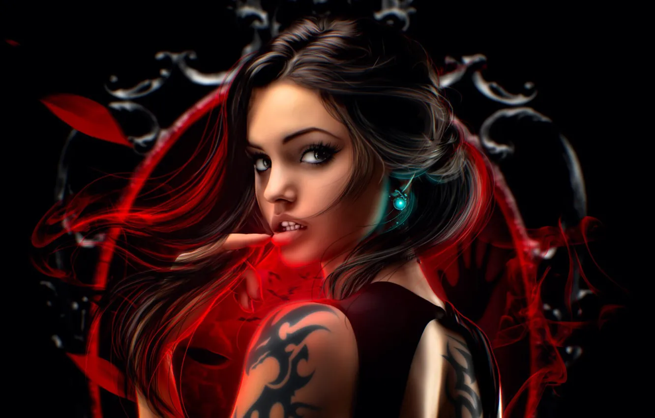 Wallpaper girl, earrings, tattoo, MiniDem images for desktop, section  фантастика - download