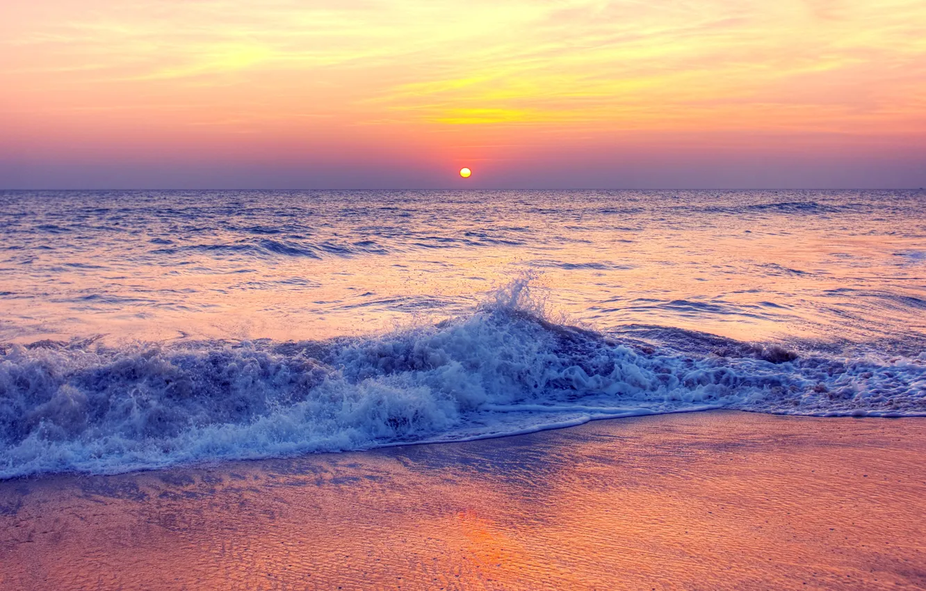 Photo wallpaper sand, sea, wave, beach, summer, sunset, summer, beach, sea, sunset, pink, seascape, beautiful, sand, wave, …