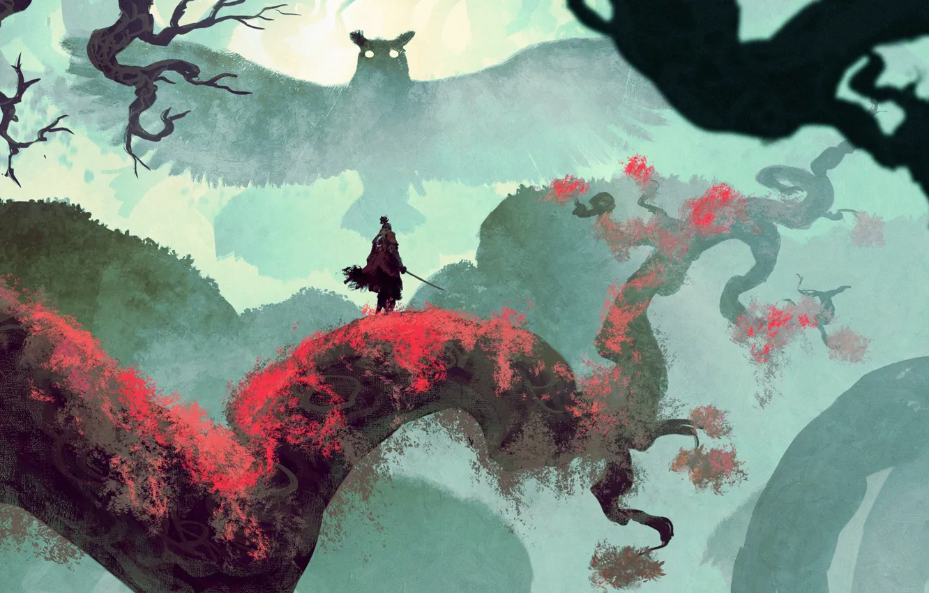Wallpaper owl, branch, sword, samurai, Sekiro, Sekiro: Shadows Die Twice  images for desktop, section игры - download