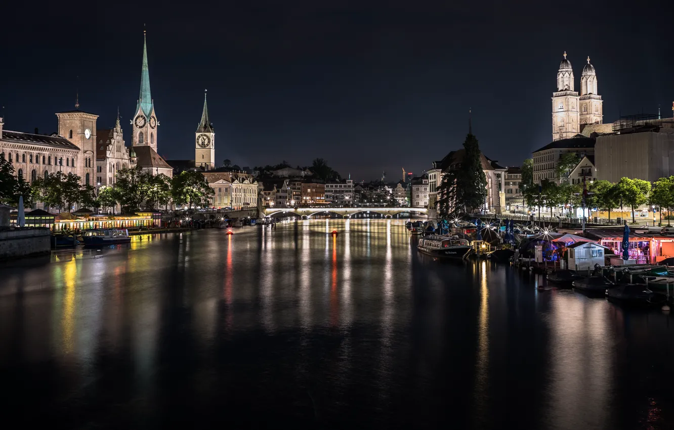 Wallpaper night, the city, Zurich